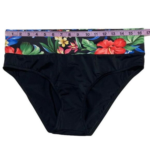Maternity Swim Bottom, Black with Colorful Floral Waistband, Large, New no Tags - Picture 2 of 5